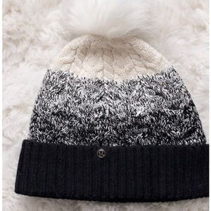 Lululemon Knit Pom Beanie | Black, White & Cream Cable Knit